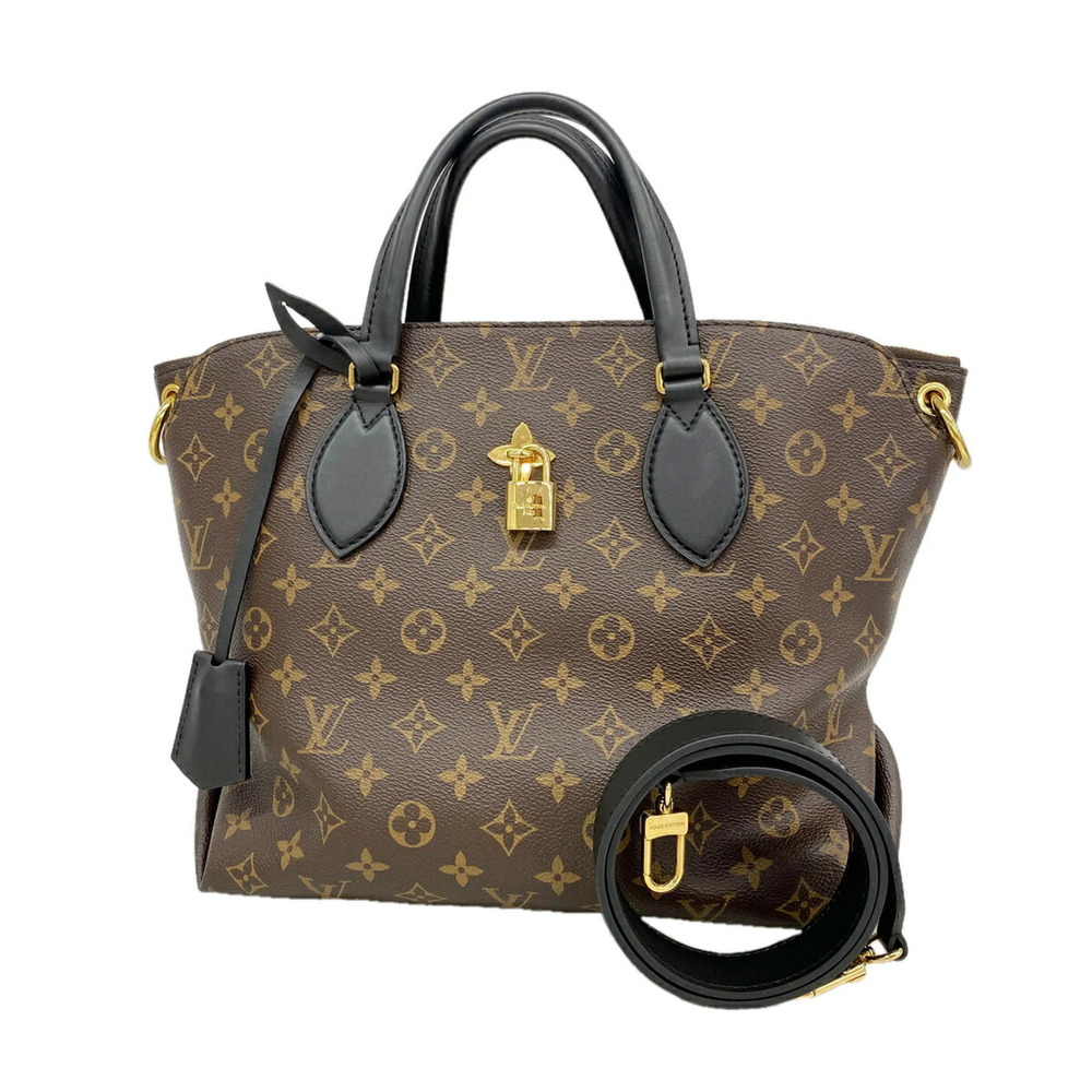 Louis Vuitton Monogram Flower Zipped Tote PM Handbag M44351 Brown 2-way bag f...